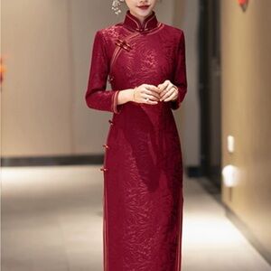 Elegant Red Cheongsam Dress